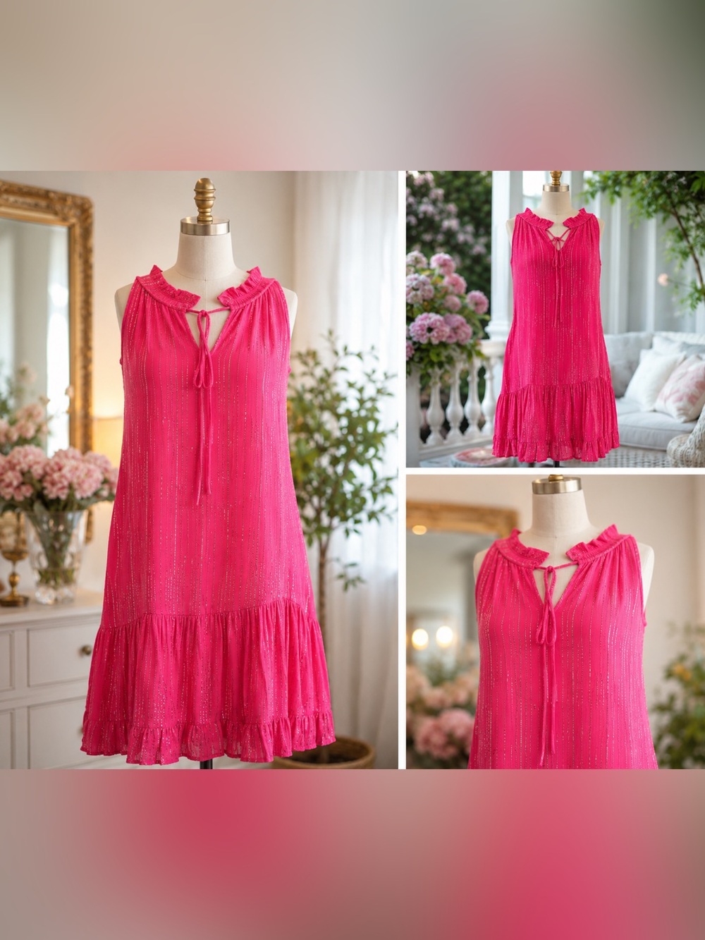 Ciebon Deirdre Metallic Print Minidress in Hot Pink excellent pre owned sz Large